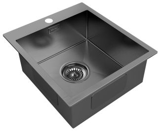 Мойка кухонная Paulmark Kroner PM214551-GM воронёная сталь